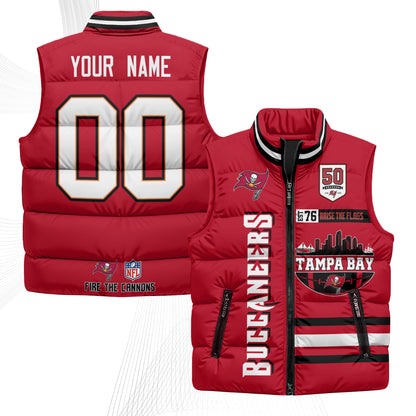 Tampa Bay Buccaneers "Raise the Flags" Custom Puffer Vest - Printed