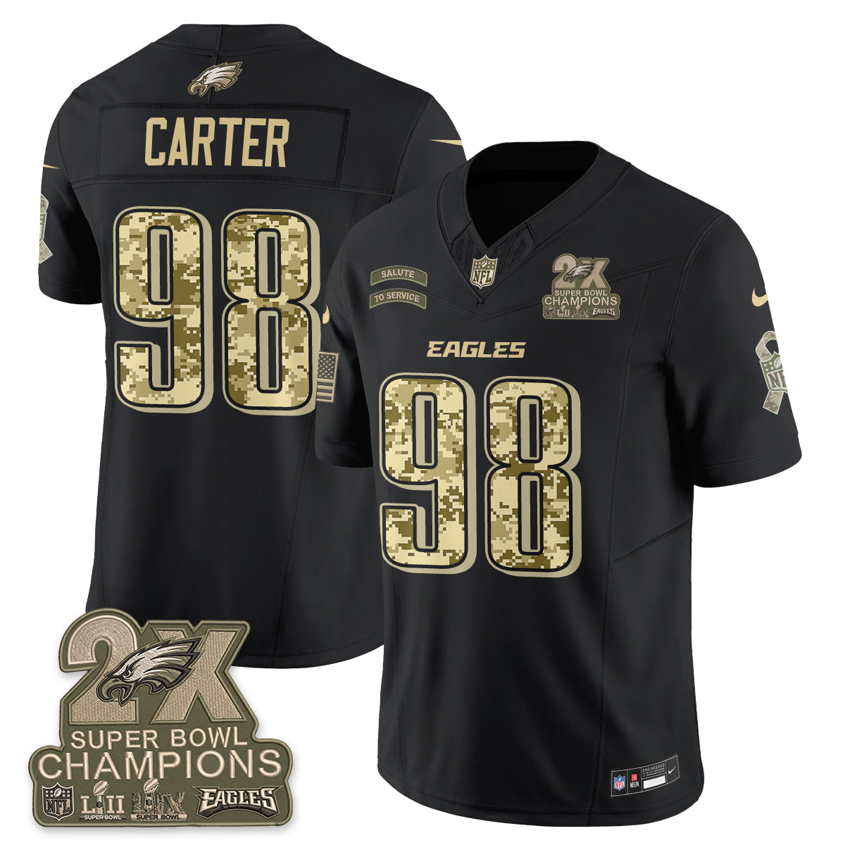 Philadelphia Eagles Salute to Service V2 Vapor Jersey - Stitched