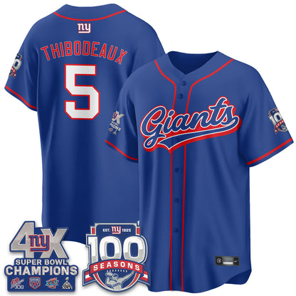 New York Giants 4X Champs & 100 Anniversary Vapor Baseball Jersey - Stitched