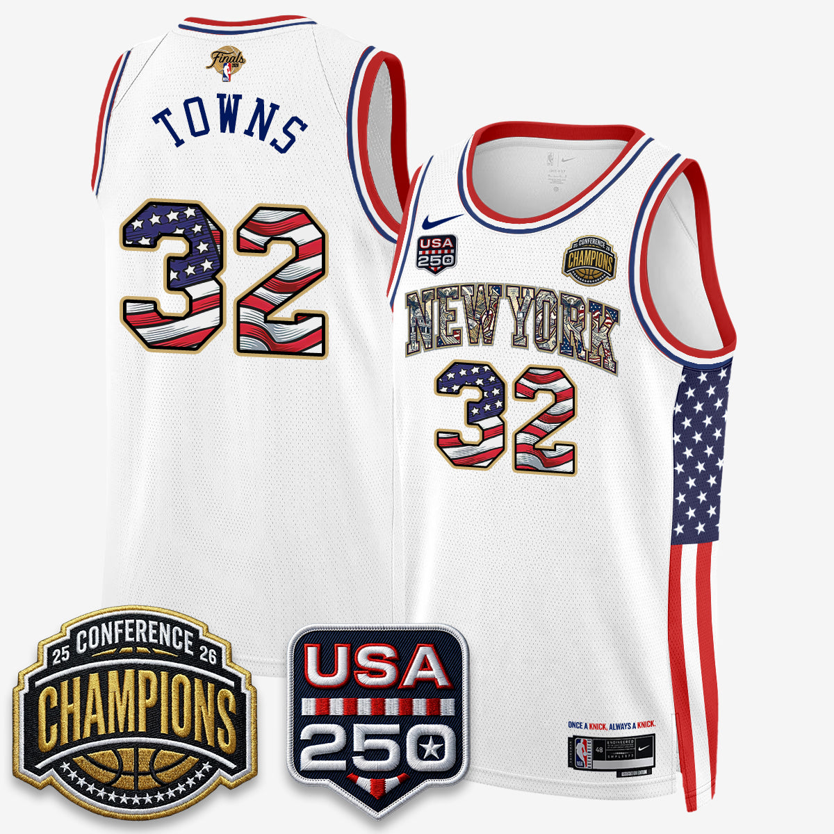 New York Knicks 2026 NBA Eastern Conference Champions x Fourth of July Vapor Jersey - Stitched
