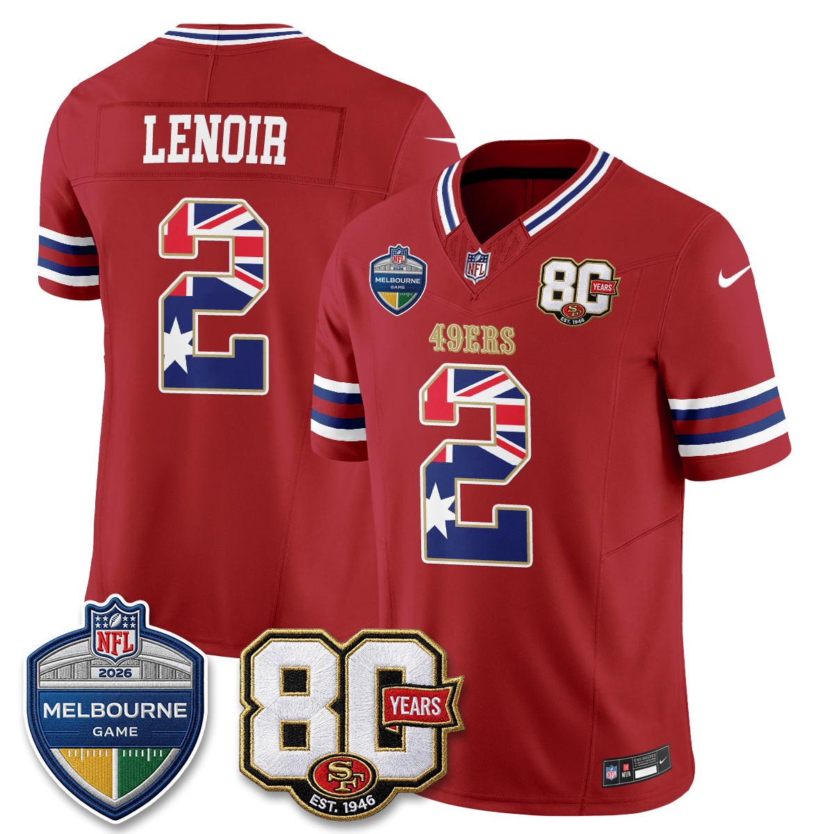 San Francisco 49ers Melbourne Game 2026 Vapor Jersey - Stitched