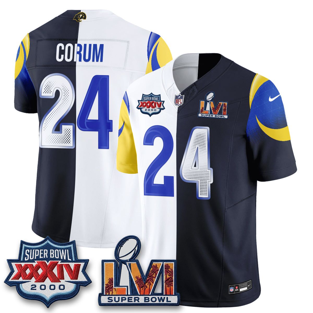 Los Angeles Rams Rivalries Split Vapor Jersey - Stitched