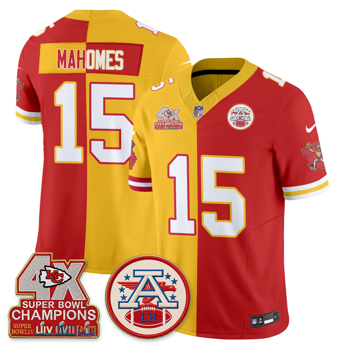 Kansas City Chiefs Throwback Split Vapor Jersey - Stitched