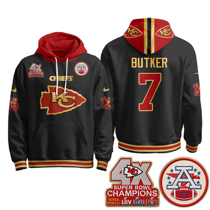 Kansas City Chiefs 4X Champs Gold Edition Hoodie - Stitched