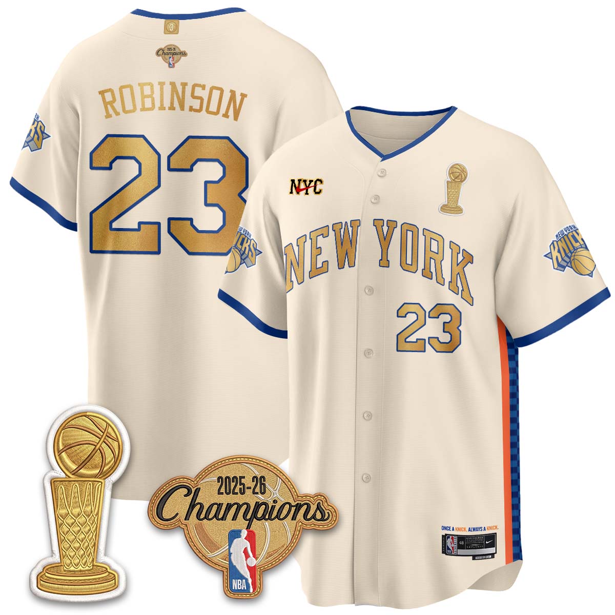 New York Knicks Champions Night Baseball Vapor Jersey - Stitched