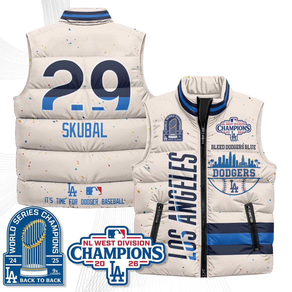 LAD "Bleed Blue" Puffer Vest - Printed
