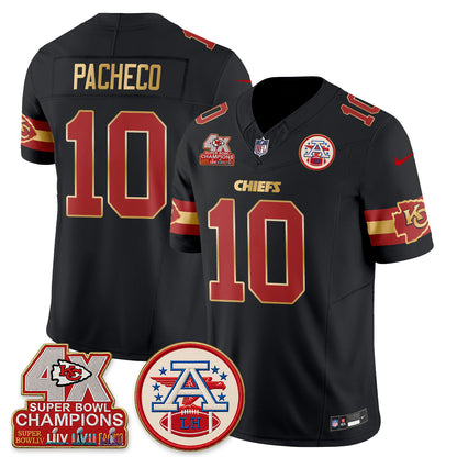 Kansas City Chiefs 4X Champs Gold Edition Vapor Jersey - Stitched