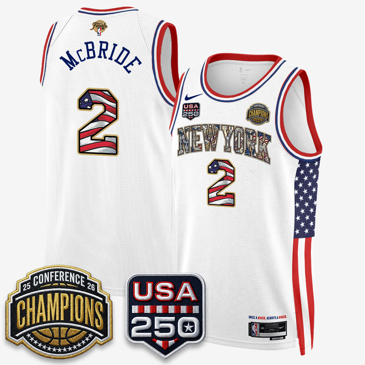 New York Knicks 2026 NBA Eastern Conference Champions x Fourth of July Vapor Jersey - Stitched