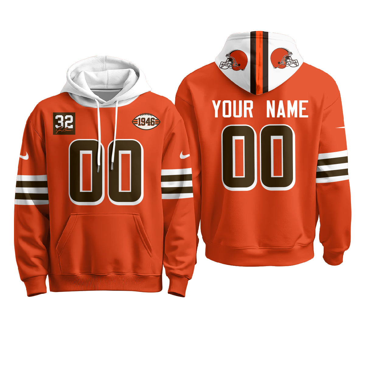 Cleveland Browns 1946 Anniversary Patch Custom Hoodie - Stitched