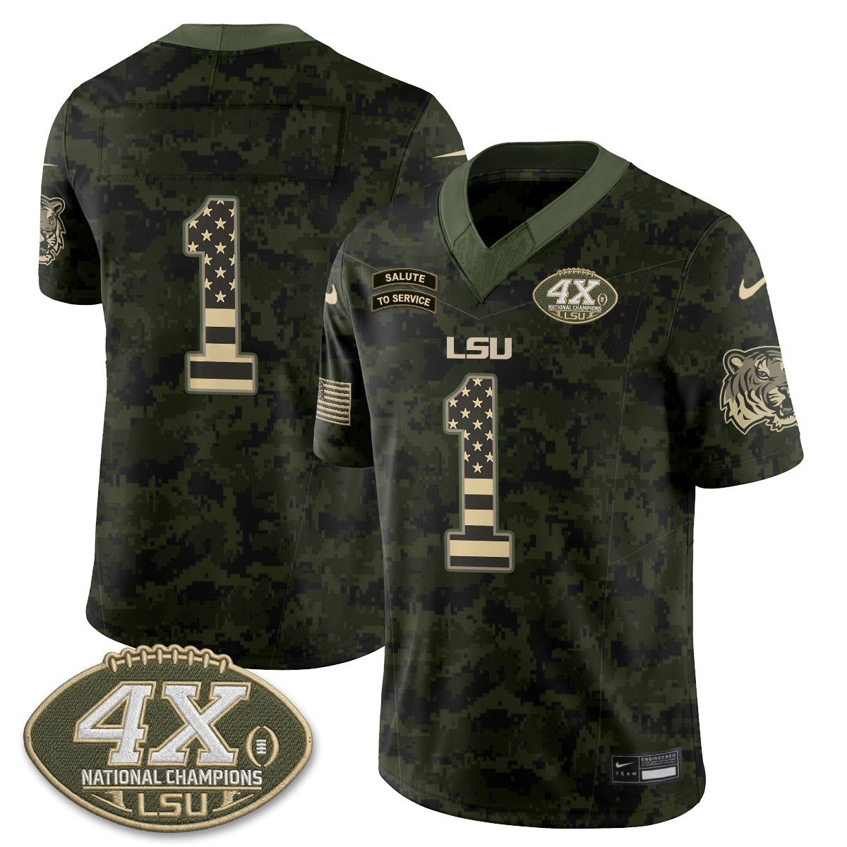 LSU Tigers 2026 Salute to Service Vapor Jersey - Stitched