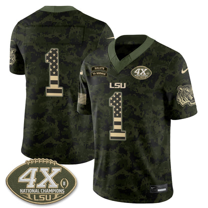 LSU Tigers 2026 Salute to Service Vapor Jersey - Stitched