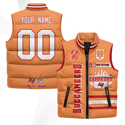 Tampa Bay Buccaneers "Raise the Flags" Custom Puffer Vest - Printed