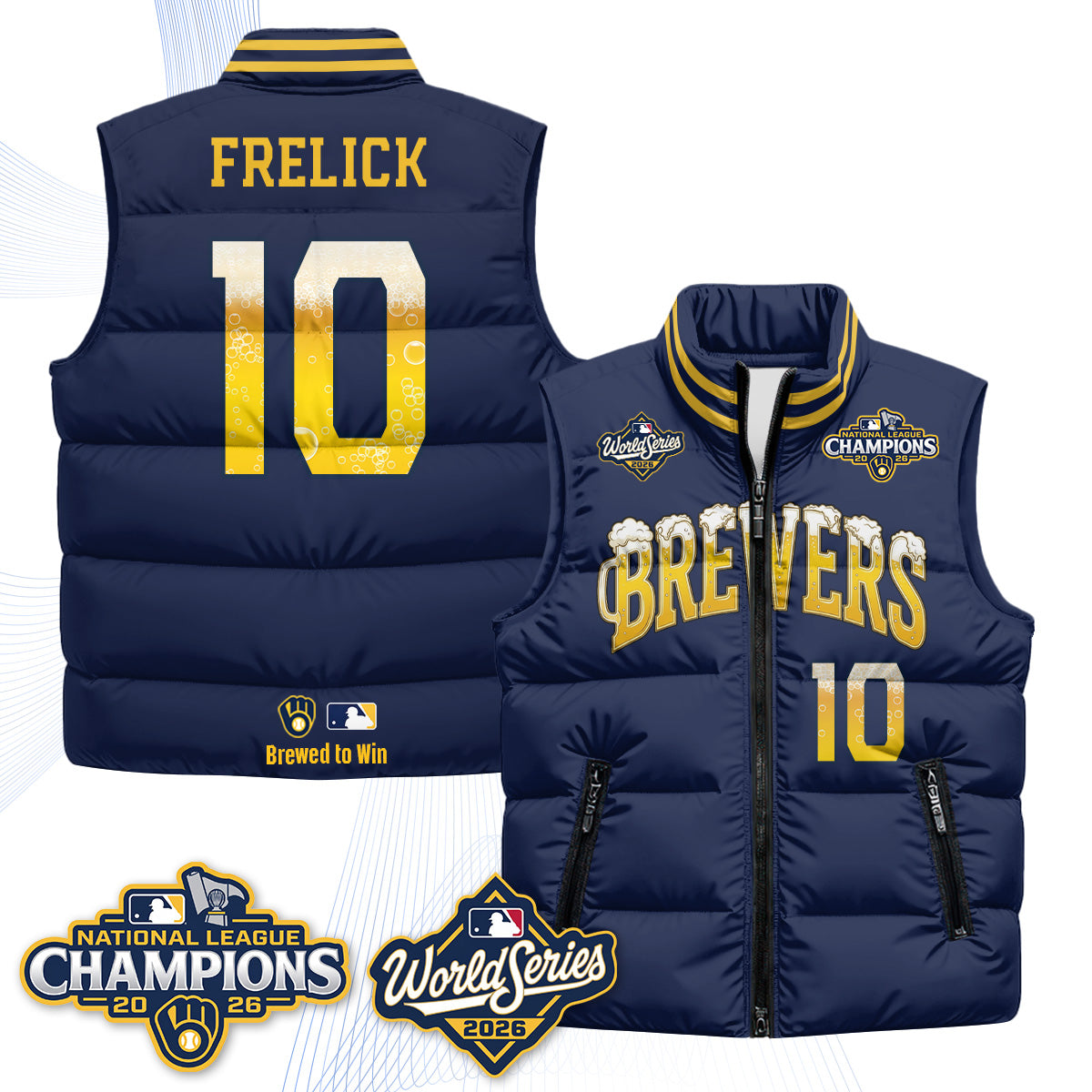 MIL "Pitcher & Pint" 2026 NL Champions Puffer Vest - Printed
