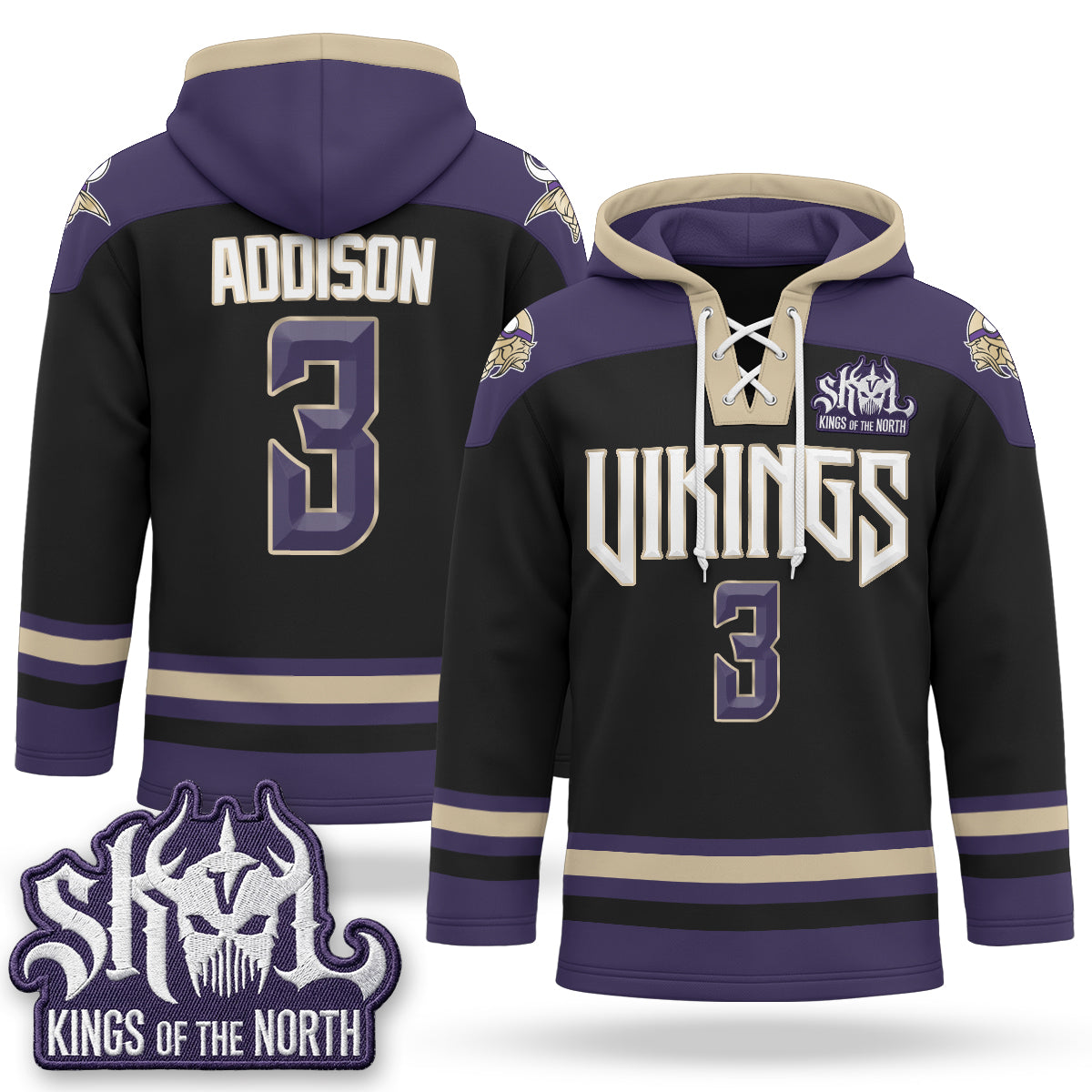 Minnesota Vikings 2026 Rivalries Fleece-Lined Hockey Hoodie - Stitched