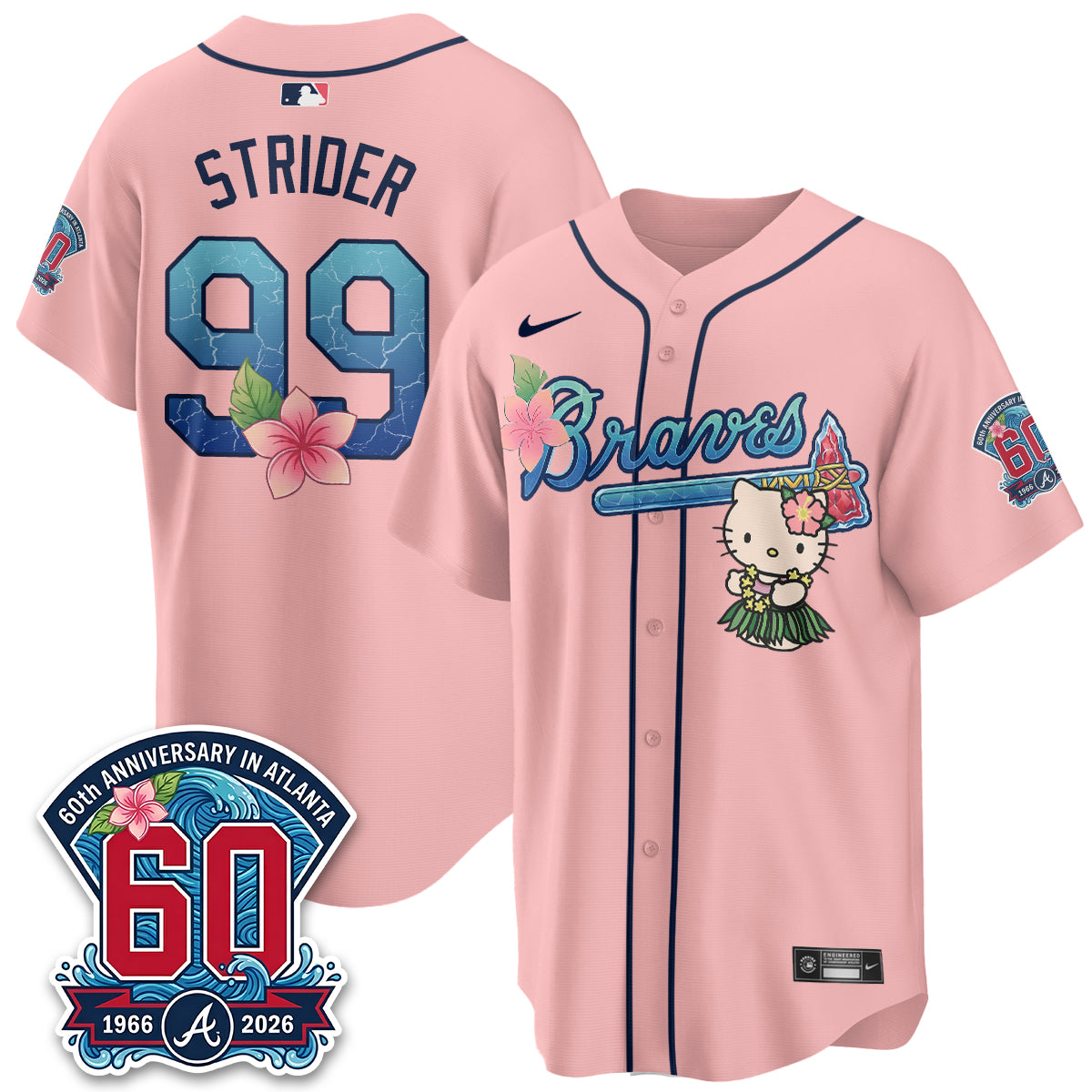 Atlanta Braves x Meow Aloha Spirit Vapor Jersey - Stitched