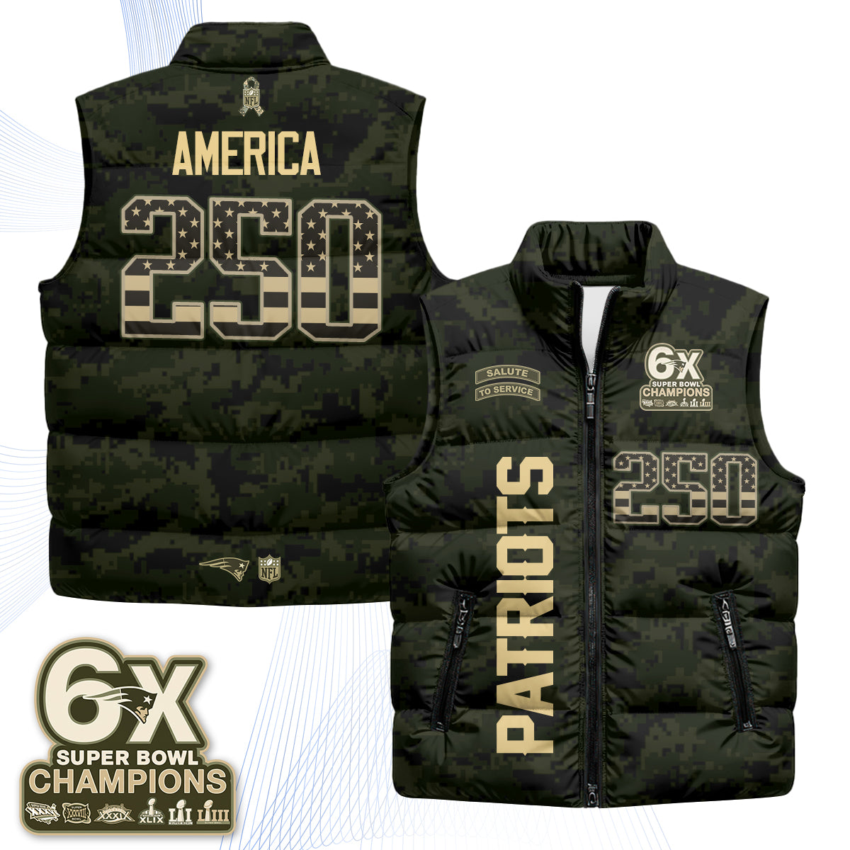 NE 2026 Salute to Service Puffer Vest - Printed