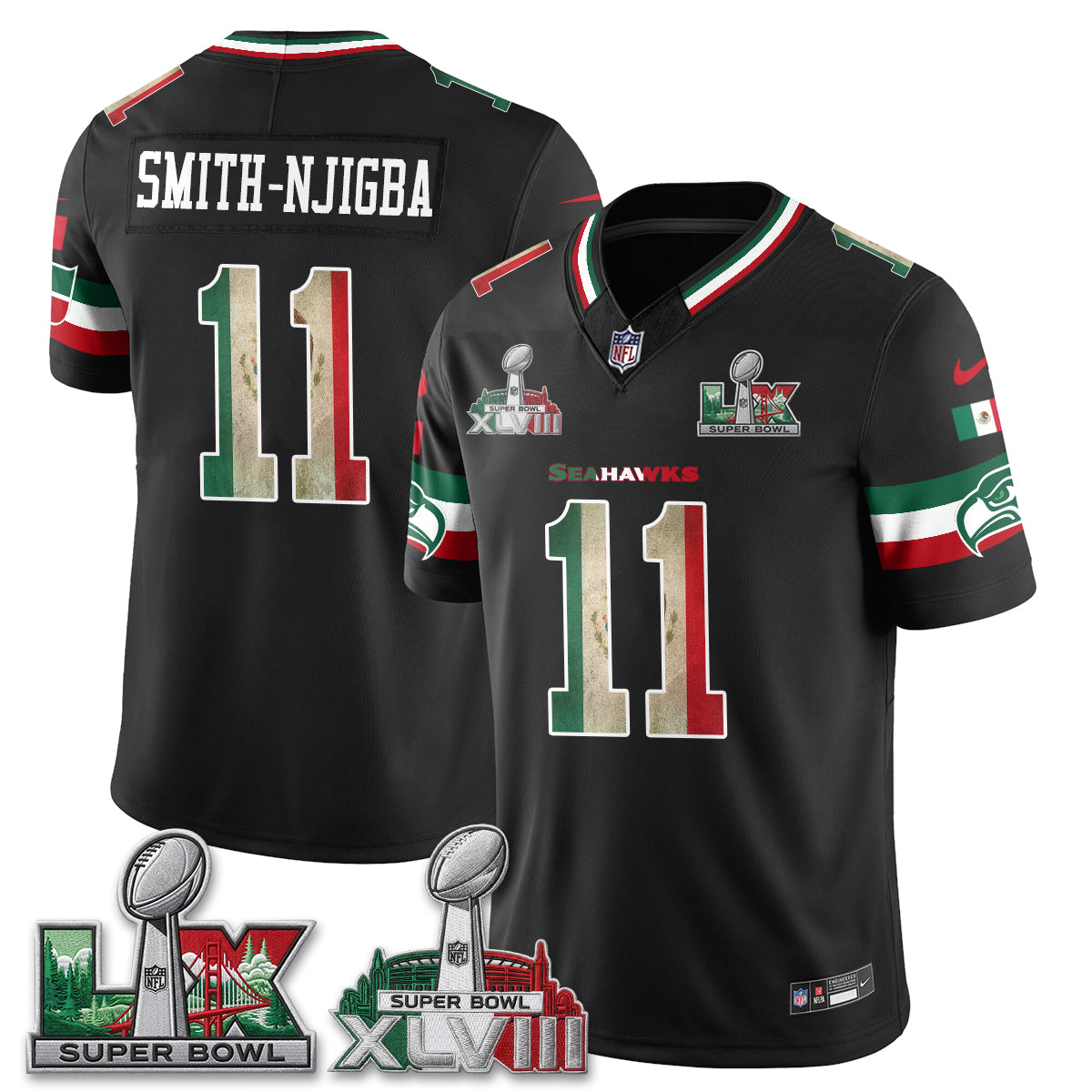 Seattle Seahawks Mexico Edition Vapor Jersey V1- Stitch