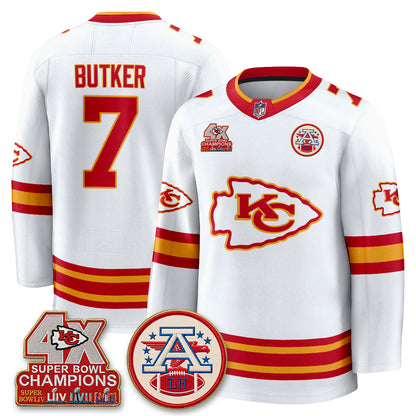 Kansas City Chiefs 4X Champs Edition Hockey Jersey - Stitched