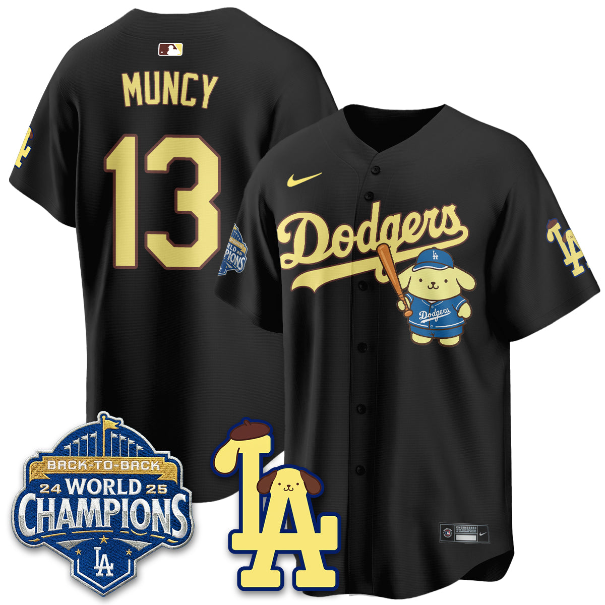 Los Angeles Dodgers Pompompurin Edition Vapor Jersey - Stitched