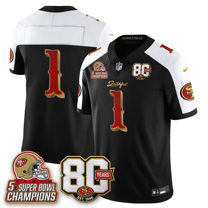 San Francisco 49ers 80 Years & 5X Champs Rivalries Vapor Jersey - Stitched
