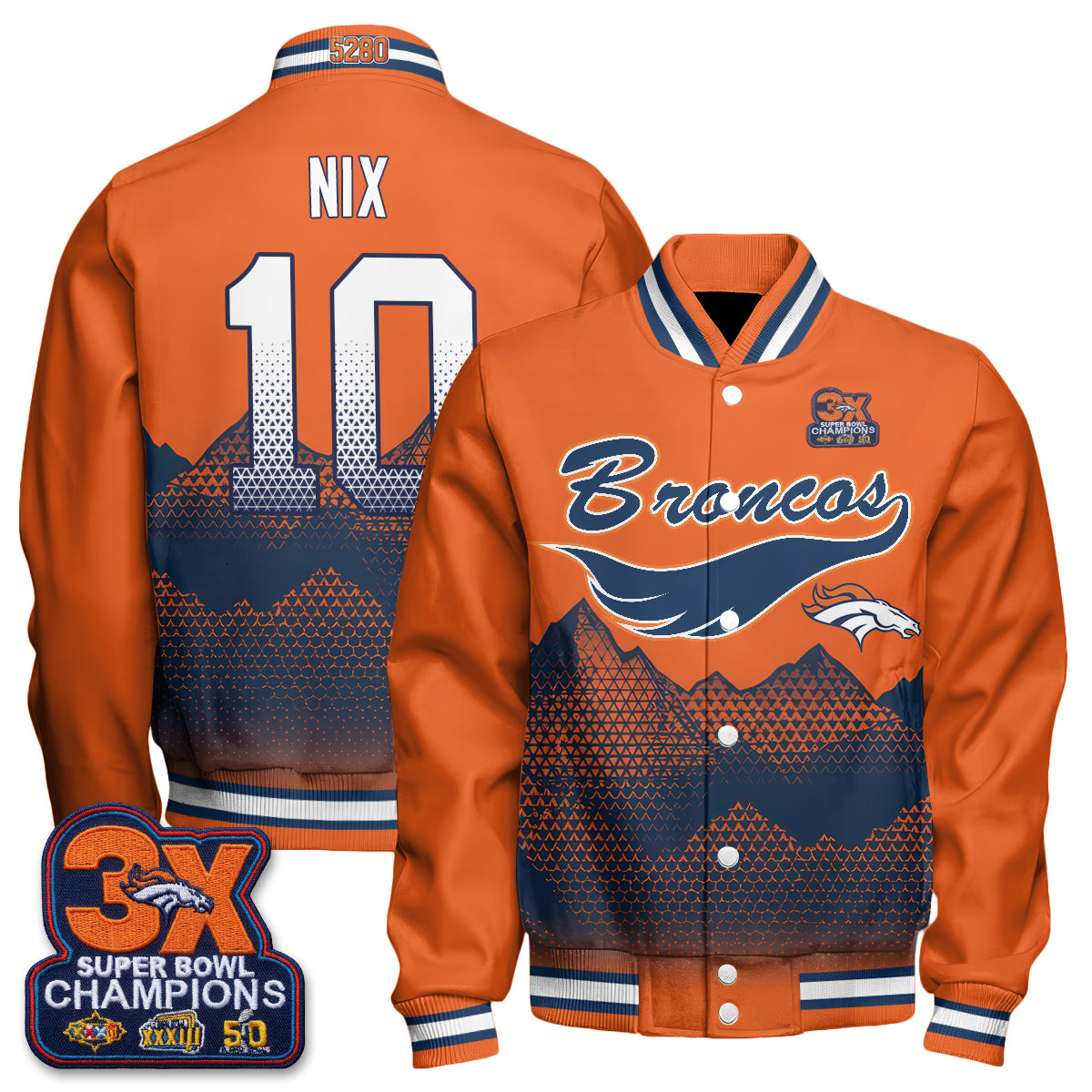 Denver Broncos Fangear Edition Baseball Jacket - Printed