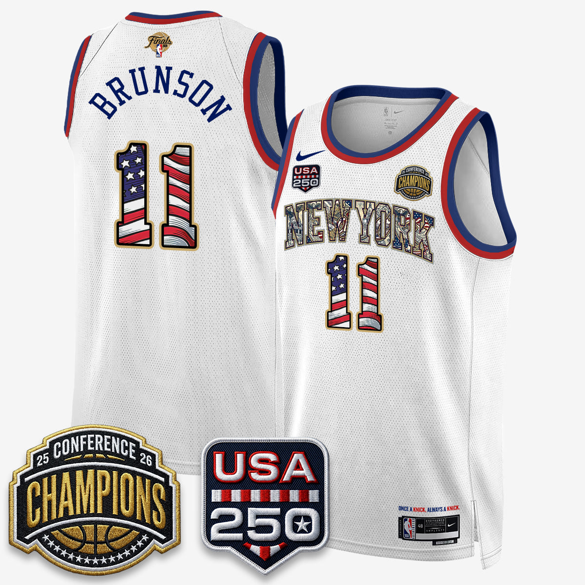 New York Knicks 2026 NBA Eastern Conference Champions x Fourth of July Vapor Jersey - Stitched
