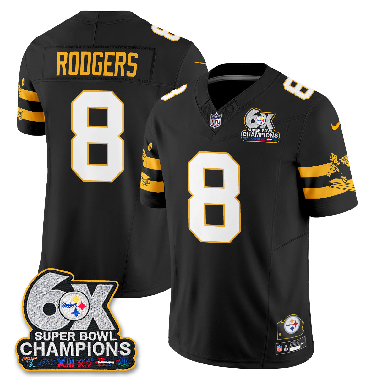 PIT 6X Champs Throwback V2 Vapor Jersey - Stitched