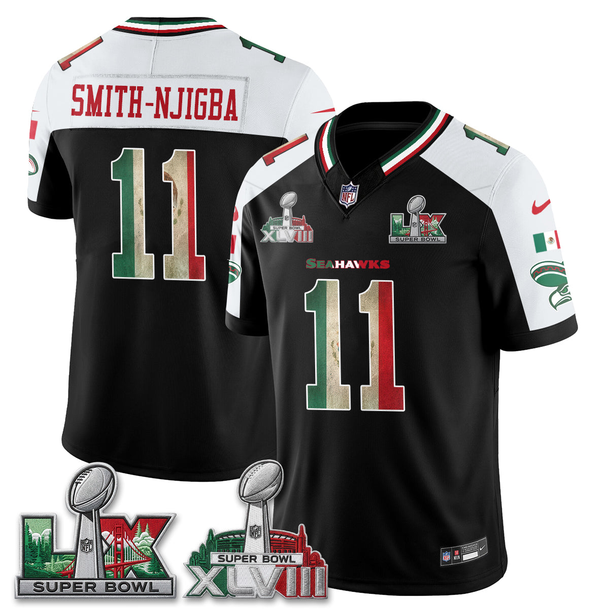 Seattle Seahawks Mexico Edition Vapor Jersey V2- Stitch