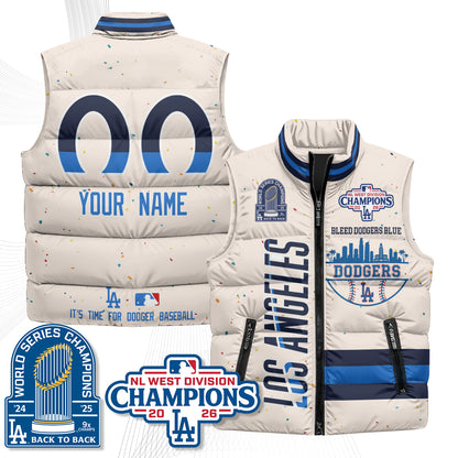 LAD "Bleed Blue" Custom Puffer Vest - Printed
