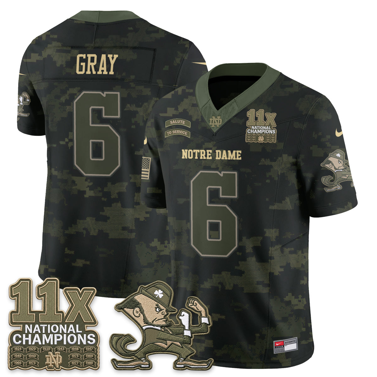Notre Dame Fighting Irish 2026 Salute to Service Vapor Jersey - Stitched