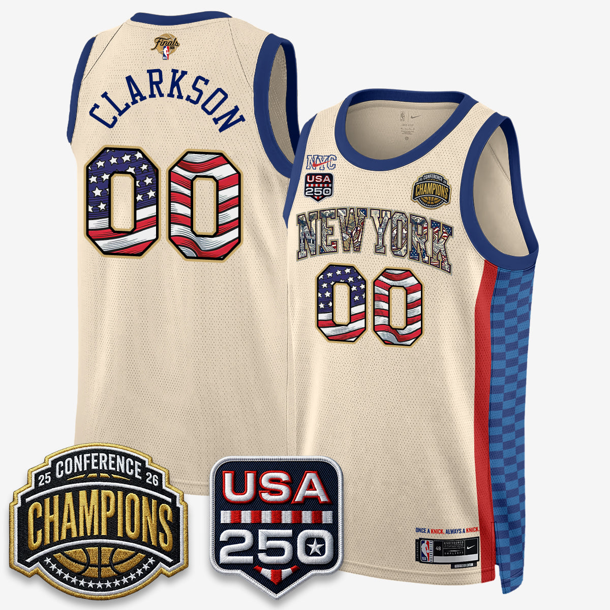 New York Knicks 2026 NBA Eastern Conference Champions x Fourth of July Vapor Jersey - Stitched