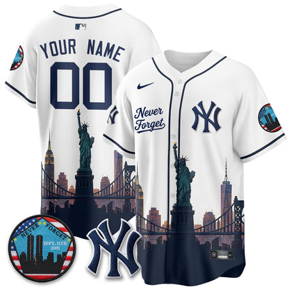NYY Skyline Never Forget 9/11 Memorial Edition Vapor Custom Jersey - Stitched