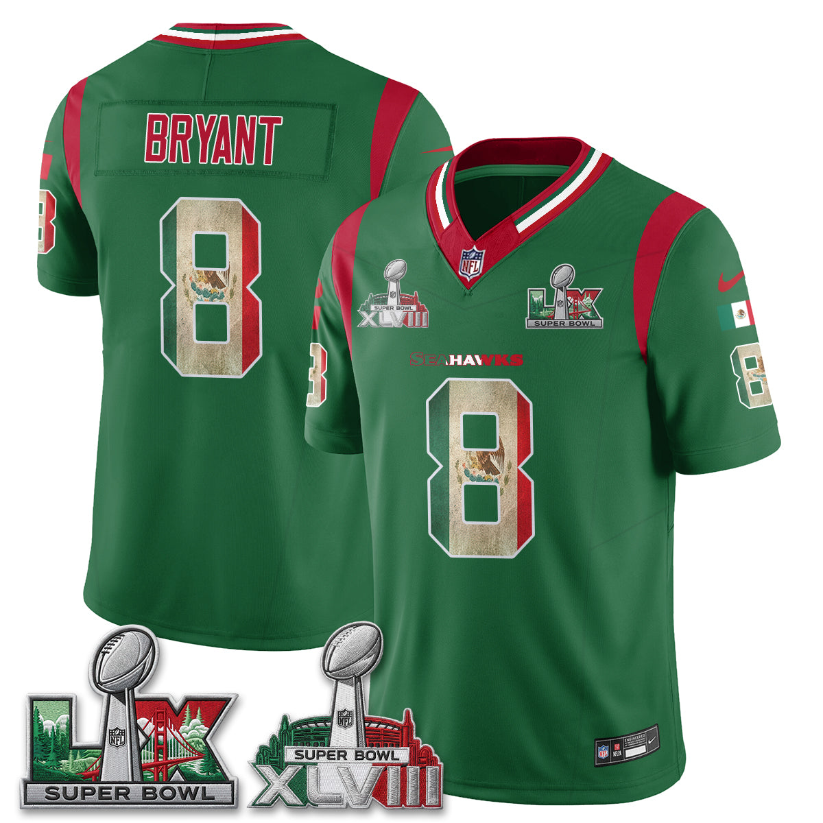 Seattle Seahawks Mexico Edition Vapor Jersey V1- Stitch