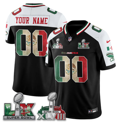 Seattle Seahawks Mexico Edition Vapor Custom Jersey V2- Stitch