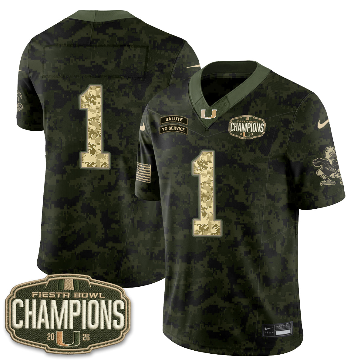 Miami Hurricanes 2026 Salute to Service Vapor Jersey - Stitched