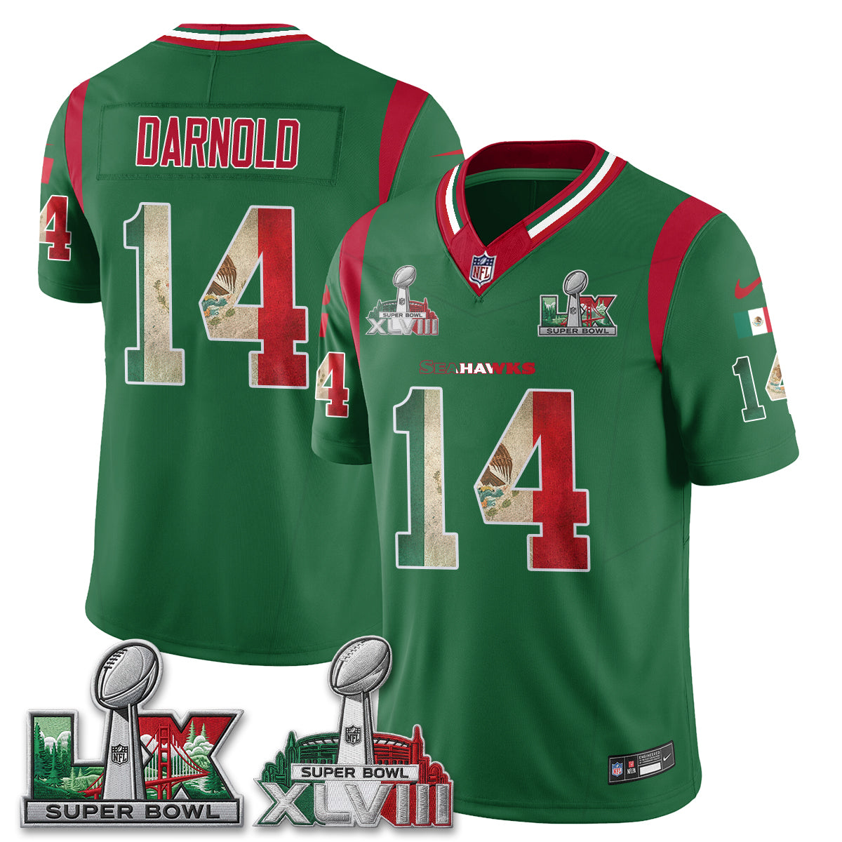 Seattle Seahawks Mexico Edition Vapor Jersey V1- Stitch