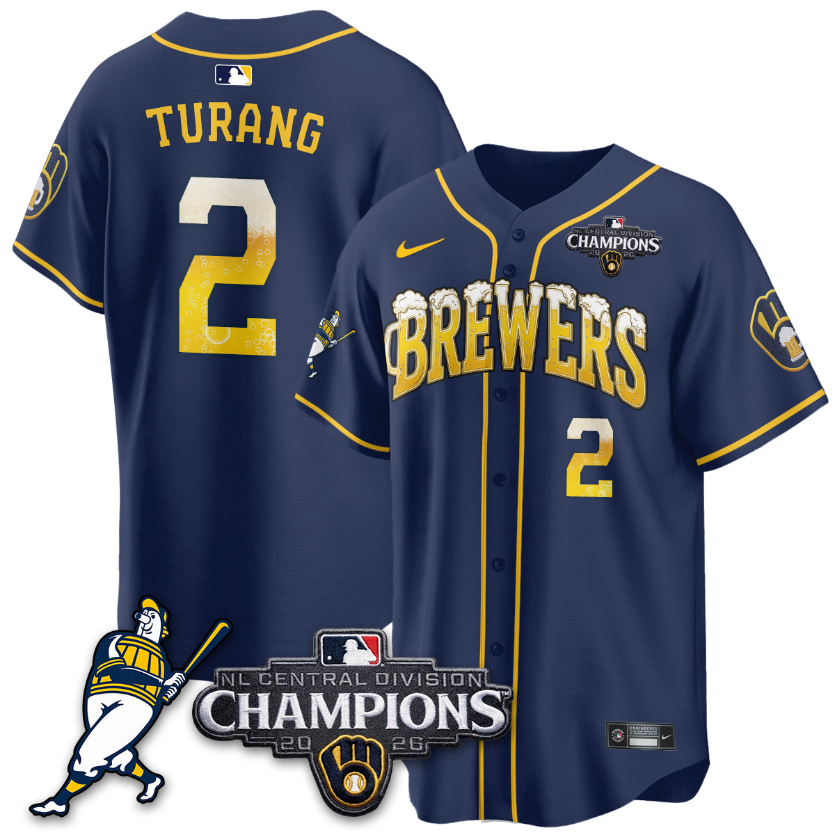 Milwaukee Brewers 2026 NL Division Champs Vapor Jersey V2- Stitched