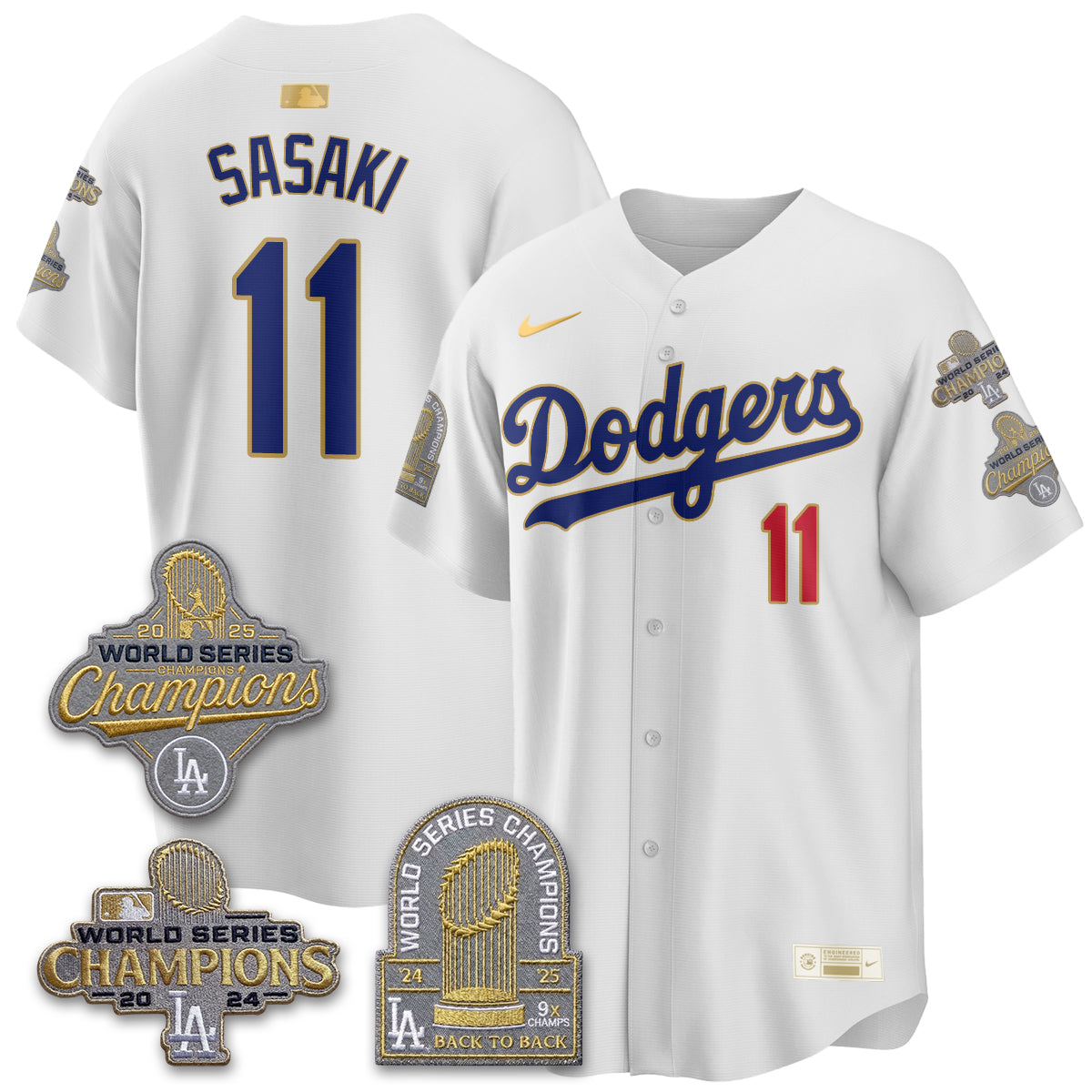LAD Gold Collection Stadium Vapor Limited Jersey - Back to Back 9x Champs - All Stitched