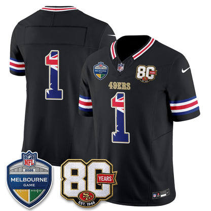San Francisco 49ers Melbourne Game 2026 Vapor Jersey - Stitched