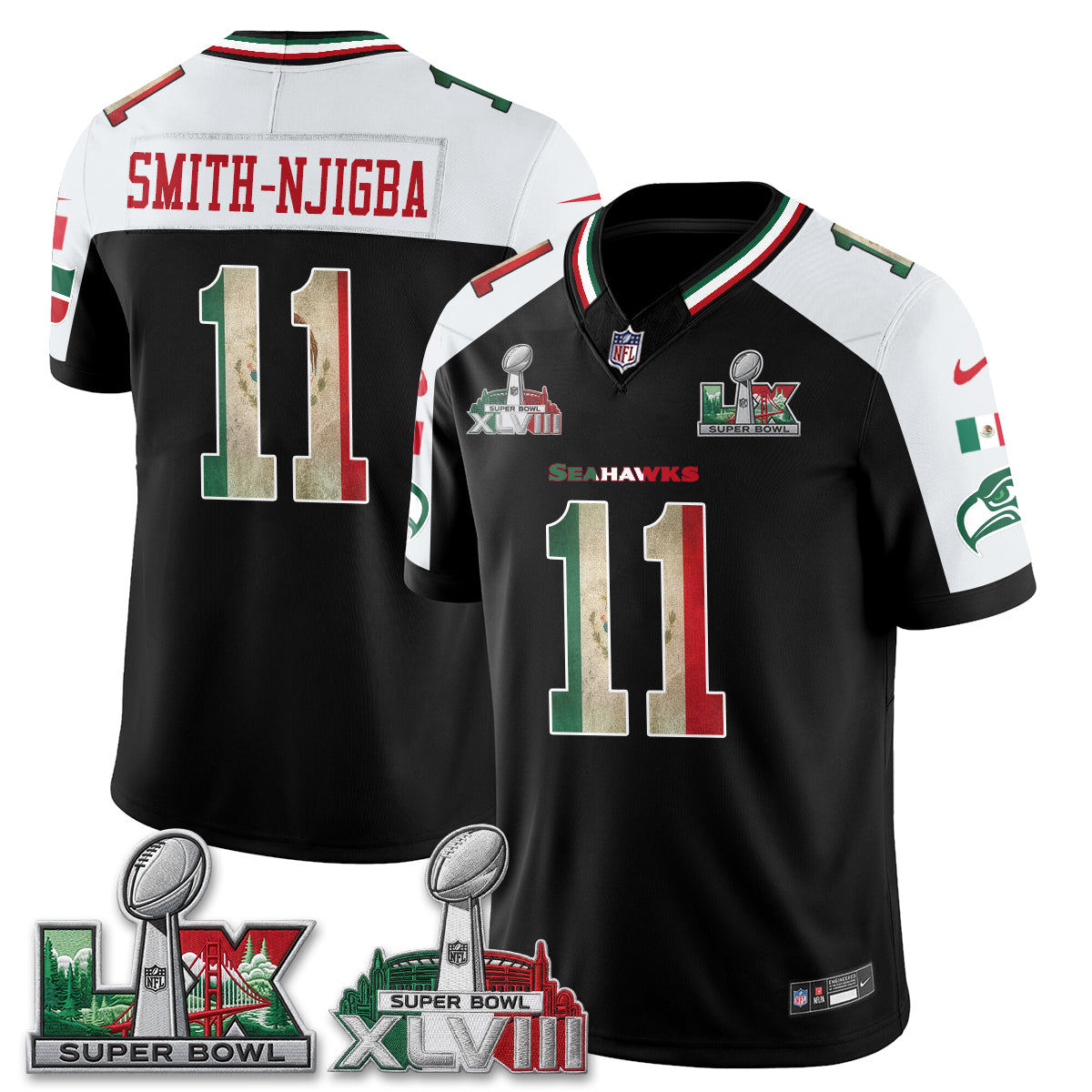Seattle Seahawks Mexico Edition Vapor Jersey V1- Stitch
