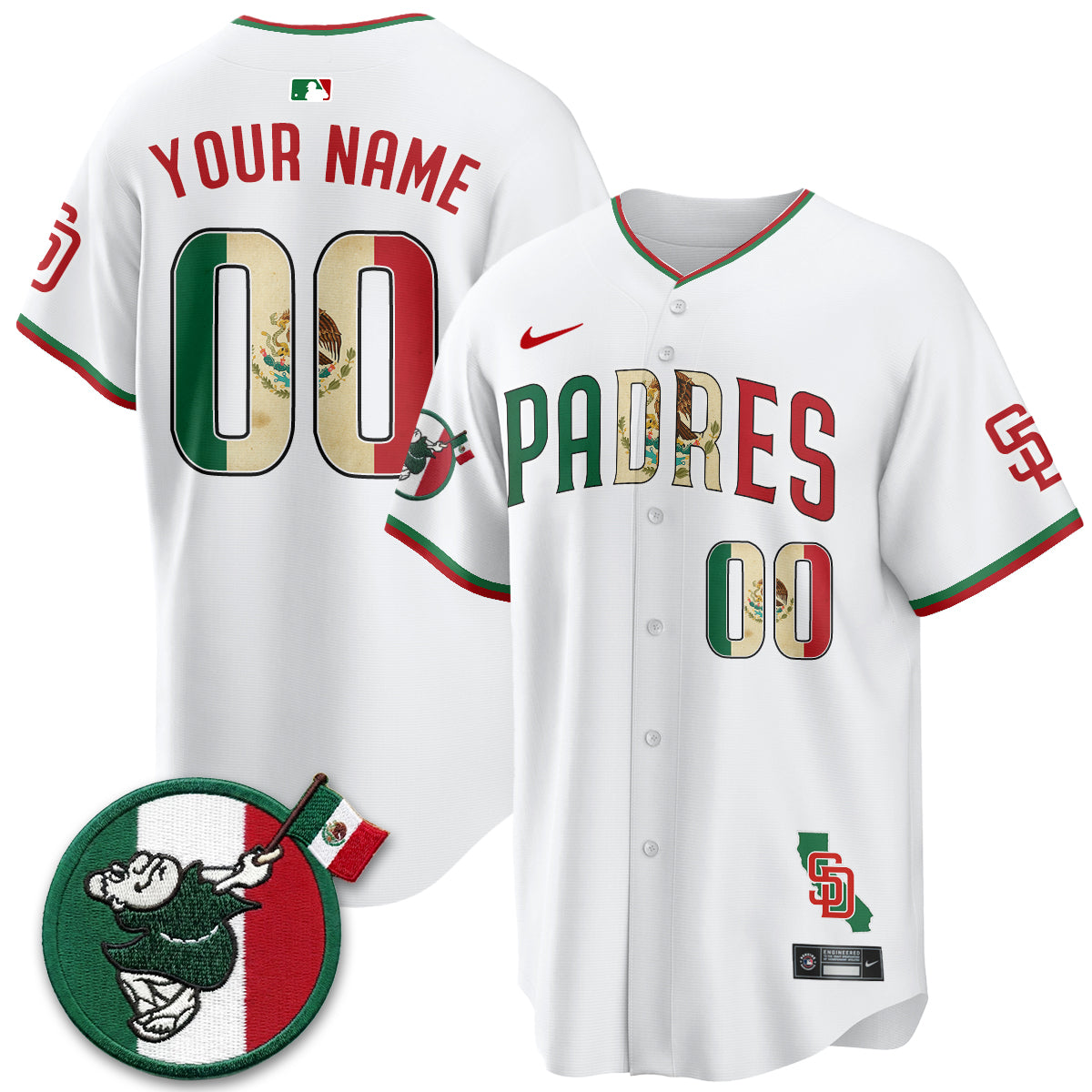 San Diego Padres Mexico Style Vapor Custom Jersey - Stitched