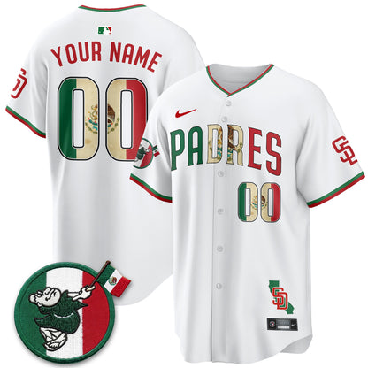 San Diego Padres Mexico Style Vapor Custom Jersey - Stitched