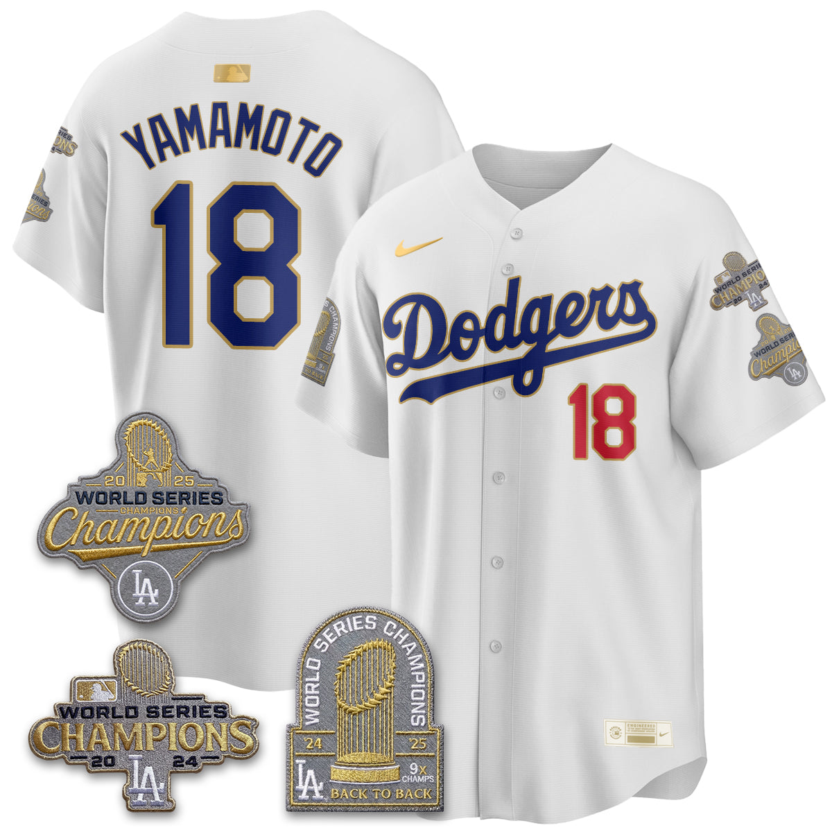LAD Gold Collection Stadium Vapor Limited Jersey - Back to Back 9x Champs - All Stitched