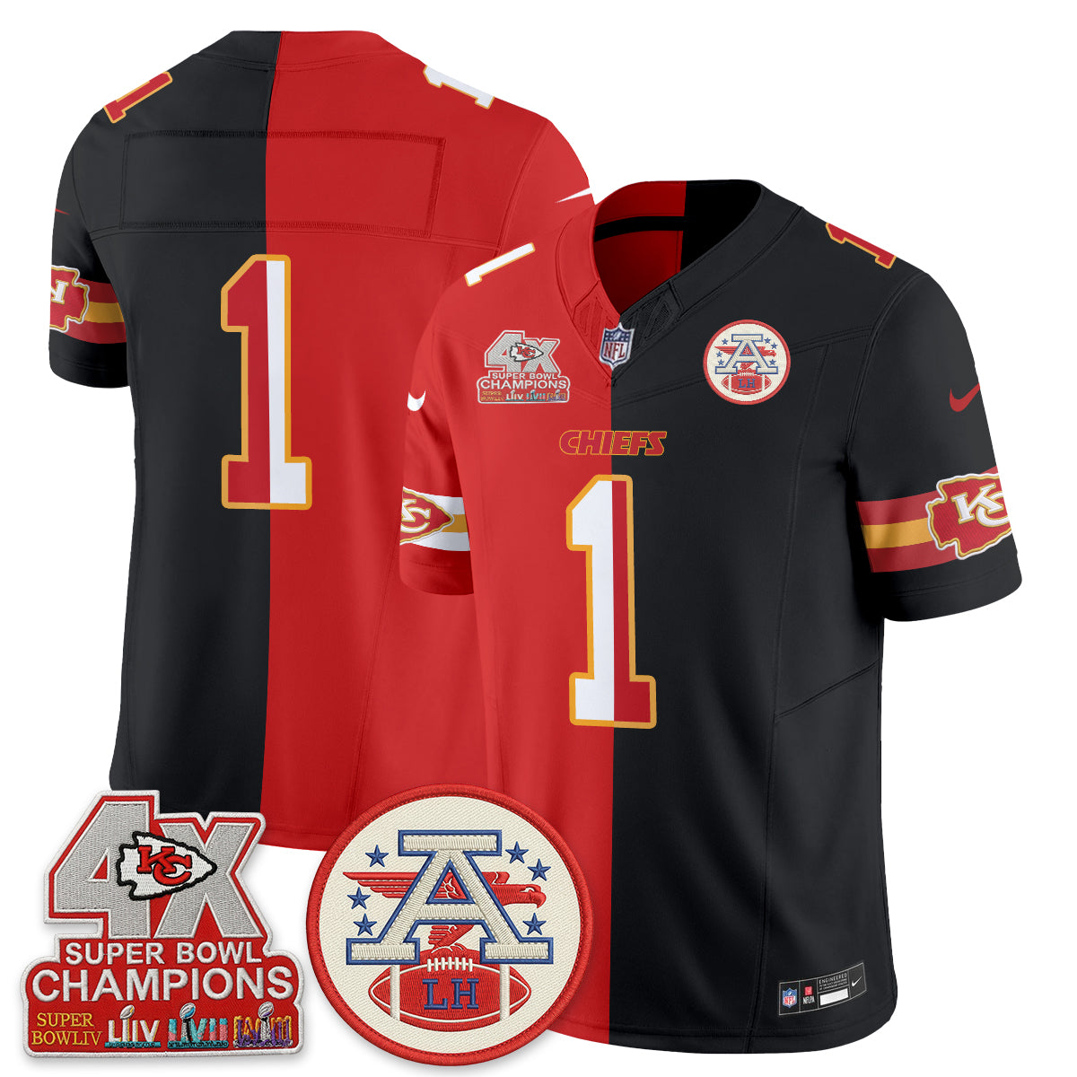 Kansas City Chiefs Split Edition Vapor Jersey - Stitched