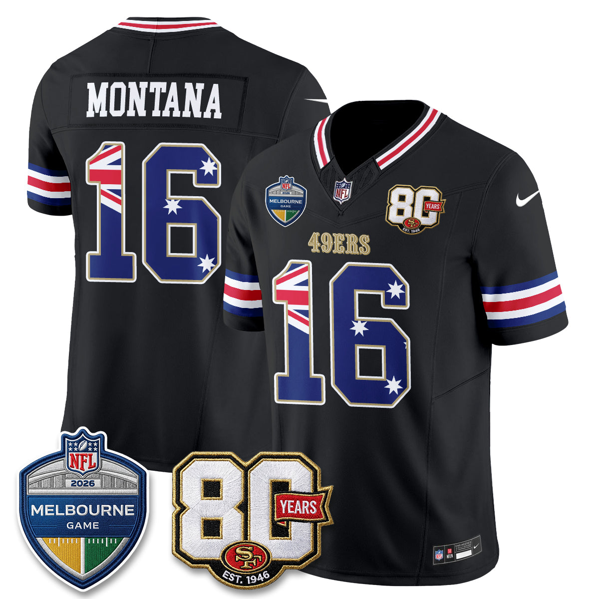 San Francisco 49ers Melbourne Game 2026 Vapor Jersey - Stitched