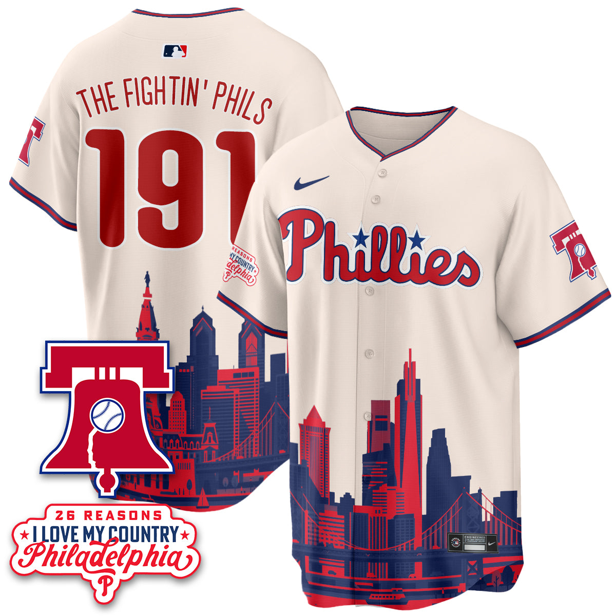 Philadelphia Phillies "26 Reasons I Love My Country" Edition Vapor Jersey - Stitched