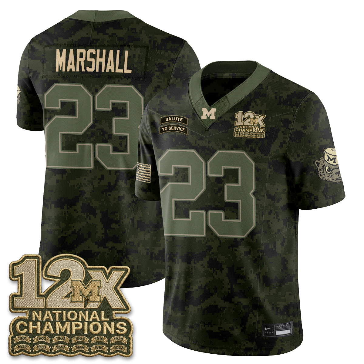 Michigan Wolverines 2026 Salute to Service Vapor Jersey - Stitched