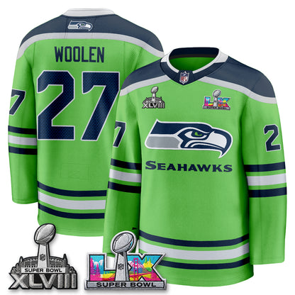 SEA 2X S.Bowl Champions Patch Hockey Jersey - Stitched