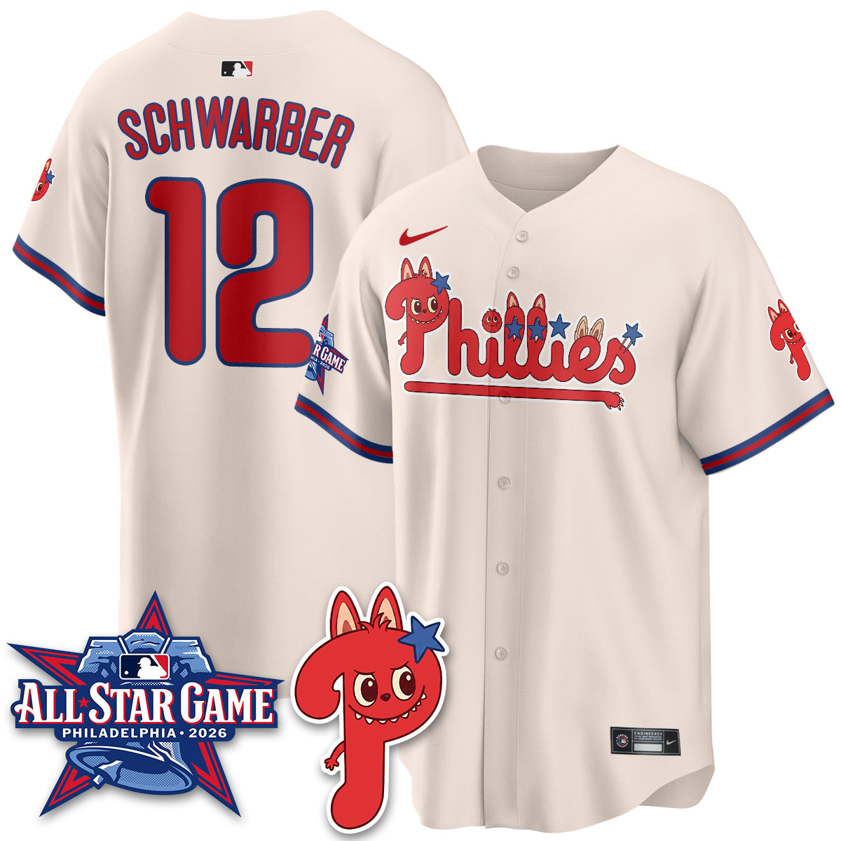 Philadelphia Phillies Fanged Rabbit Doll  Vapor Limited Jersey - Stitched