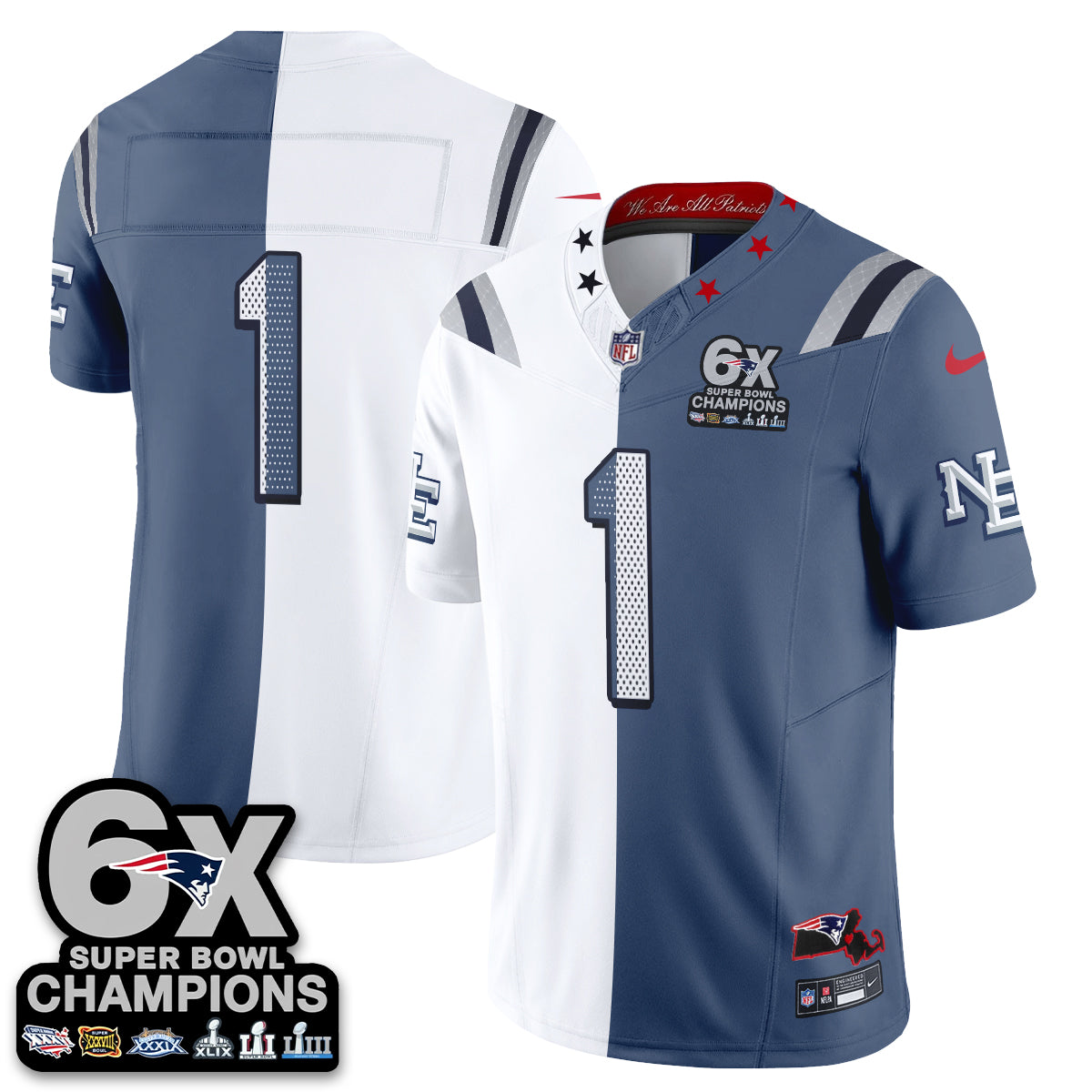 NE Rivalries Split Edition Vapor Jersey - Stitched